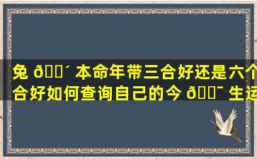 兔 🐴 本命年带三合好还是六个合好如何查询自己的今 🐯 生运势